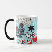 Playful Birds in Red and Blue Garden Magische Mok (Links)