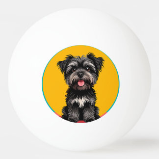 Playful Black And Gray Terrier Puppy Portrait Pingpongballen
