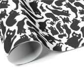 Playful Black Cat Silhouettes Whimsical Cadeaupapier (Rol Hoek)