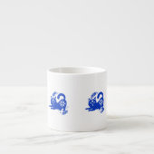 Playful Blue Cat Espresso Cup – CozyBun Kop (Voorkant)