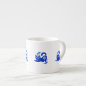 Playful Blue Cat Espresso Cup – CozyBun Kop (Voorkant rechts)