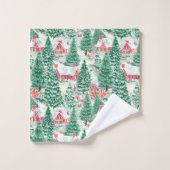 Playful bright pink green Christmas preppy towel (Gant de toilette)