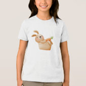 Playful Bunny in Flower Pot with Carrot Tri-Blend Shirt (Voorkant)