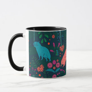 Playful Capybara in the Forest – Tropical Seamless Mok