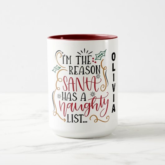 Playful Christmas Quote Design with Naughty List  Mok (Midden)