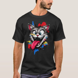 Playful Colorful Cat Face T-Shirt