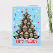 Playful Custom Photo Christmas Tree Blue Folded Feestdagen Kaart (Voorkant)