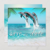 PLAYFUL DOLPHINS TROPICAL OCEAN Save the Date (Voorkant / Achterkant)