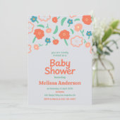 Playful Floral Baby Shower Invitation  (Debout devant)