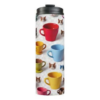 Playful Flower and Cartoon Animal Pattern - Adorab Thermosbeker