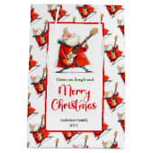 Playful funny Santa minimalist festive gift bag  Medium Cadeauzakje (Achterkant)