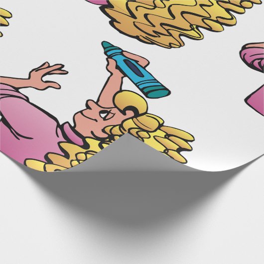 Playful Girl with Crayon Cadeaupapier (Hoek)