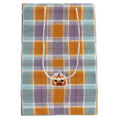 Playful Halloween Plaid Medium Cadeauzakje (Achterkant)