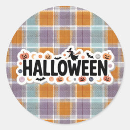 Playful Halloween Plaid Ronde Sticker