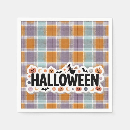 Playful Halloween Plaid Servet (Voorkant)