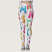 Playful Handwritten Alphabet Pattern Leggings (Devant)