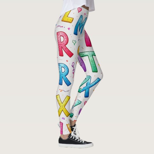 Playful Handwritten Alphabet Pattern Leggings (Droite)