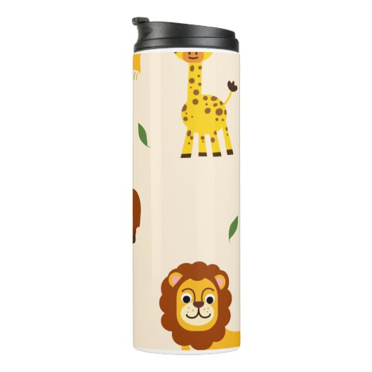 Playful Illustrativ Animal Pattern Thermosbeker (Geroteerd rechts)