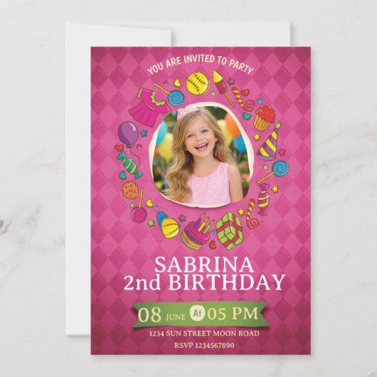 Playful Kids Birthday Invitation – Doodle Party (Devant)