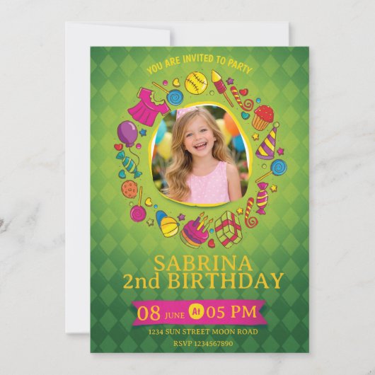 Playful Kids Birthday Invitation – Doodle Party (Devant)
