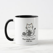 Playful Kitten Knitter Line Art Coffee Cup Mok (Links)