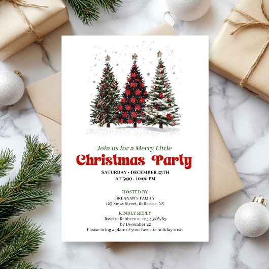 Playful leopard Christmas tree editable invitation