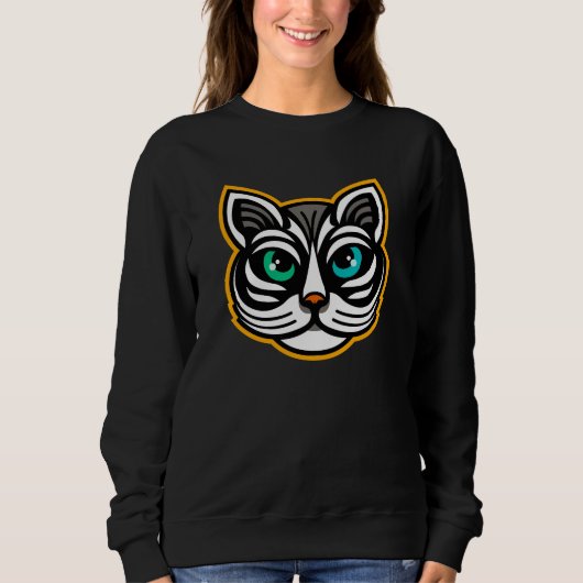 Playful Odd-Eyed Cat Sweatshirt Art (Voorkant)