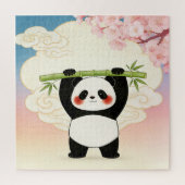 Playful Panda with Bamboo Puzzle (Vertical)