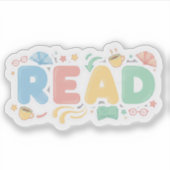 Playful Pastel Bubble "READ" Sticker Style (Voorkant)