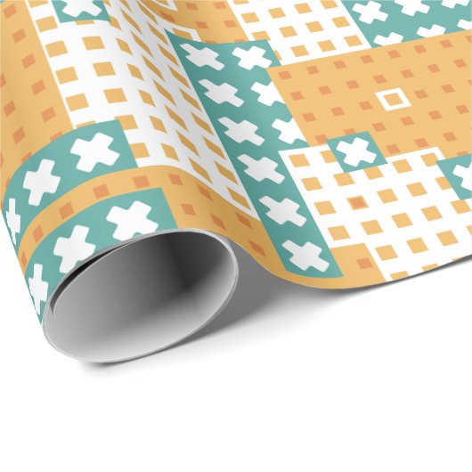 Playful Patchwork Block Pattern Cadeaupapier (Rol Hoek)