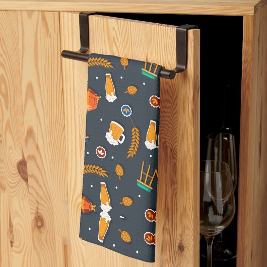 Playful pattern of orange pumpkins kitchen towel theedoek