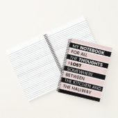 Playful Pink & Black Stripes Notitieboek (Binnen)