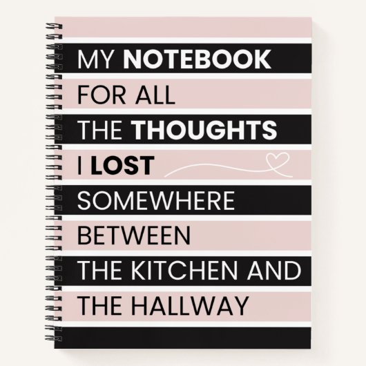 Playful Pink & Black Stripes Notitieboek (Voorkant)