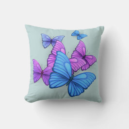 Playful Pink & Purple Butterflies Pillow Kussen