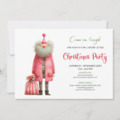 Playful pink santa Christmas party invitation  (Devant)
