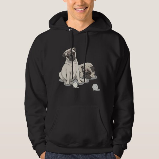 Playful Pug Design Hoodie (Voorkant)