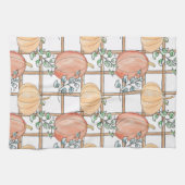 Playful pumpkin and plaid theedoek (Horizontaal)