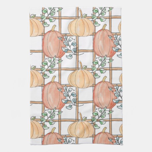 Playful pumpkin and plaid theedoek (Verticaal)