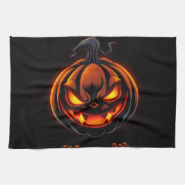 Playful Pumpkin Monster Halloween Kitchen Towel Theedoek