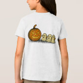 Playful Pumpkin with Three Spooky Ghosts Tri-Blend Shirt (Achterkant)
