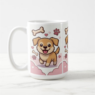 Playful Puppy Joy – Cute Cartoon Dog in Pastel Koffiemok