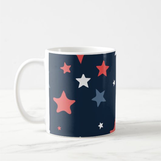 Playful Red White Blue Star Notebook Koffiemok (Links)