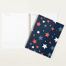 Playful Red White Blue Star planner