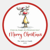Playful reindeer quirky holiday sticker design (Devant)