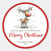 Playful reindeer quirky whimsical Xmas sticker (Devant)