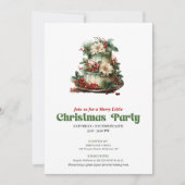 Playful Retro Christmas Cake Celebration Kaart (Voorkant)