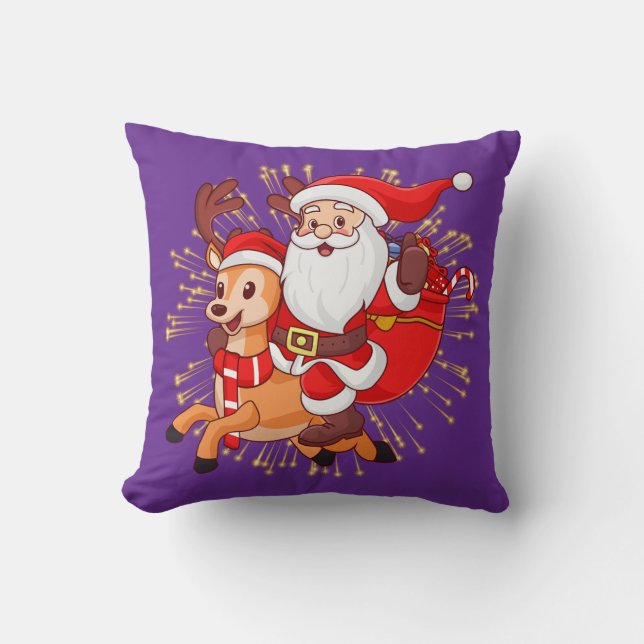 **"Playful Santa Claus Design – Fun and Festive Ch Kussen (Voorkant)