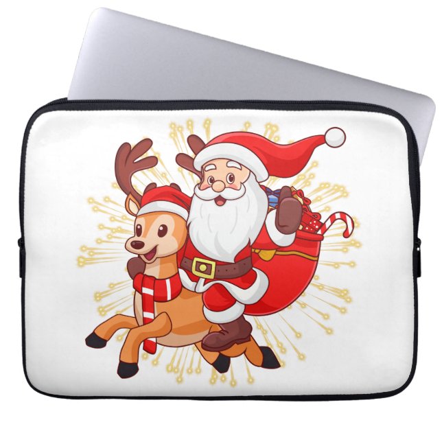 **"Playful Santa Claus Design – Fun and Festive Ch Laptop Sleeve (Voorkant)