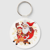 **"Playful Santa Claus Design – Fun and Festive Ch Sleutelhanger (Voorkant)