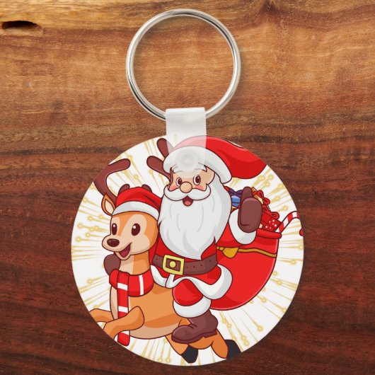 **"Playful Santa Claus Design – Fun and Festive Ch Sleutelhanger (Achterkant)